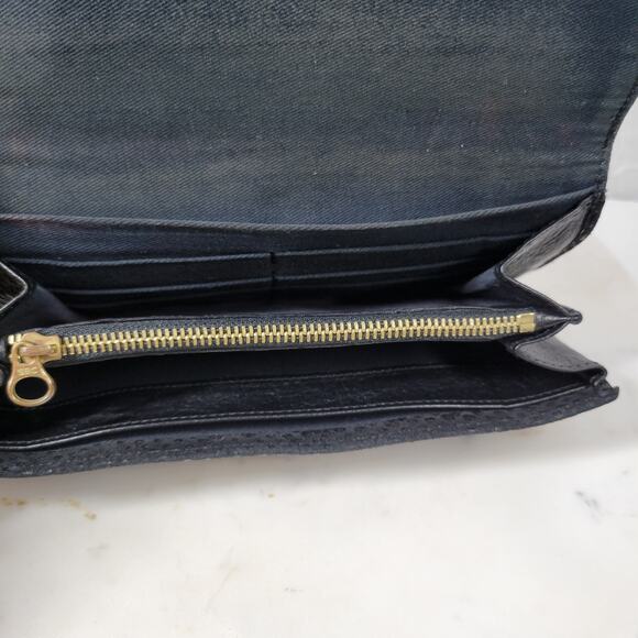 See By Chloe Checkbook Wallet 7.25" Black Soft Embossed Leather Bi-Fold Clutch - Picture 13 of 16